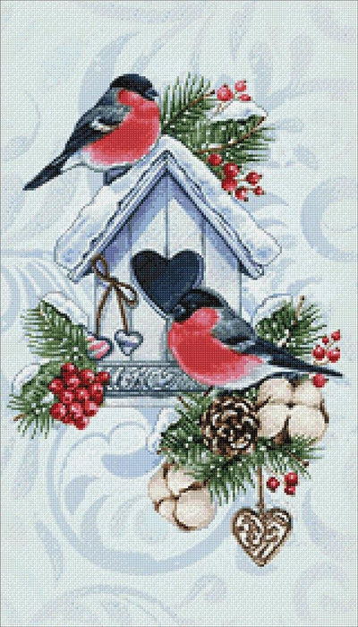 Diamond painting kit Winter Bullfinches Crafting Spark 14.9 x 27.56 in CS2584 - Wizardi