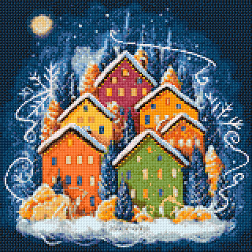 Winter Houses Cs2719 15.75x15.75 inches Crafting Spark Diamond Painting Kit - Wizardi